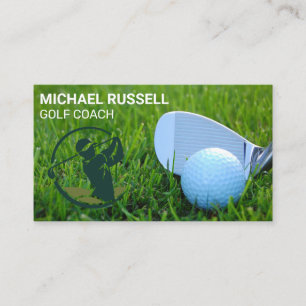 Golf Swing Logo Ball in the Grass Business Card