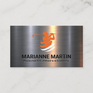 Golf Swing Logo   Metallic Business Card