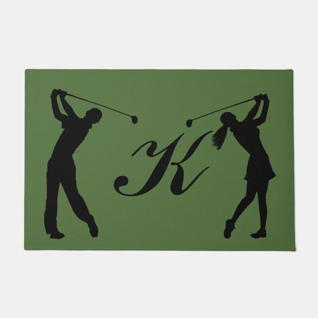 Golf Swinger Customisable Monogram Doormat (Front)