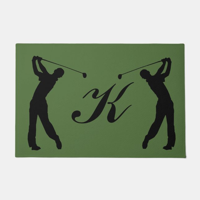Golf Swinger Customisable Monogram Doormat (Front)