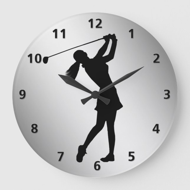 Golf Swinger, Female Customisable Large Clock (Front)