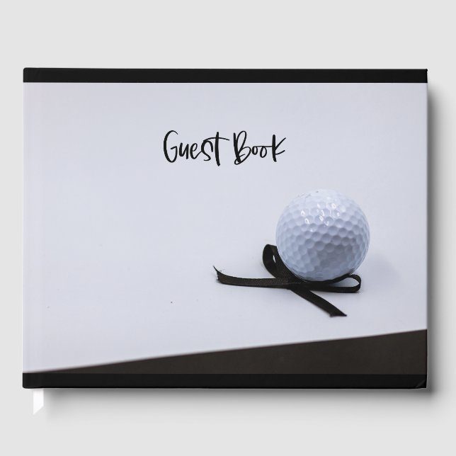 Golf sympathy condolences ball and black ribbon  guest book (Front)