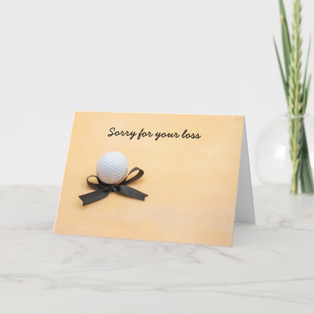 Golf sympathy sorry for your loss with black bow card (Front)