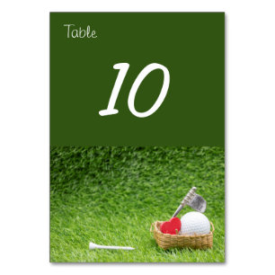 Golf table number with basket golf ball and love