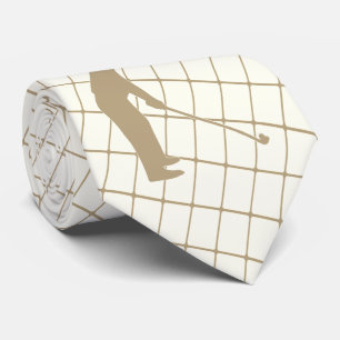 Golf Tan Silhouette Golfer and Golf Club 2 Tie