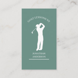 Golf teacher Gray-Green White Business Card
