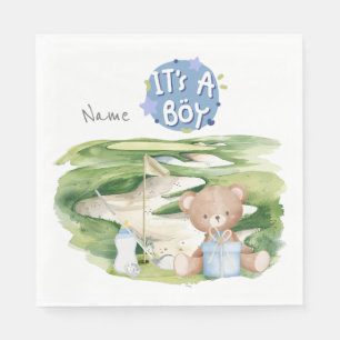 Golf Teddy Bear It's Boy for Baby Shower Napkins