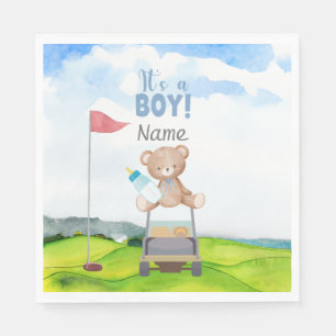 Golf Teddy Bear It's Boy for Baby Shower  Napkins