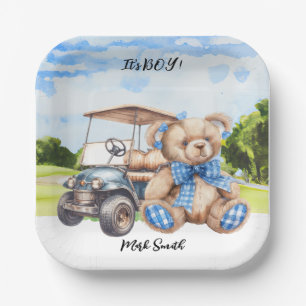 Golf Teddy Bear It's Boy for Baby Shower   Paper Plate