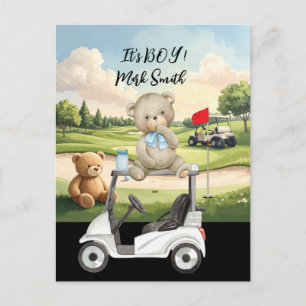 Golf Teddy Bear It's Boy for Baby Shower Postcard