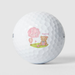 Golf Teddy Bear It's Girl for Baby Shower Golf Balls