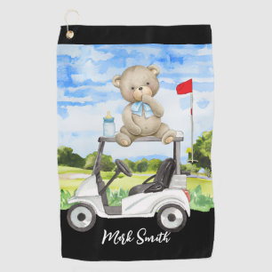 Golf Teddy Bear on Golf Cart for Baby Golfer Towel