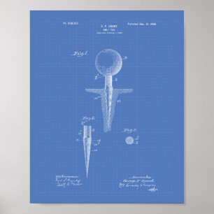 Golf Tee 1899 Patent Art - Blueprint Poster