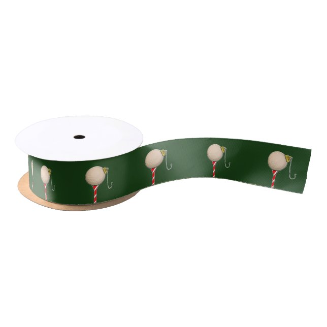 Golf Tee Christmas Satin Ribbon (Spool)