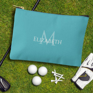 Golf Tee Golfer Teal Monogram Modern Accessory Accessory Pouch
