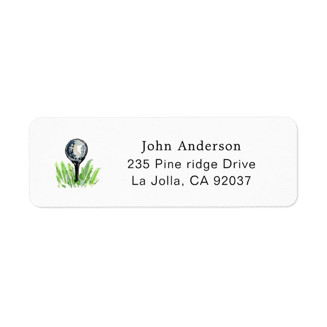 Golf Tee Golfers Return Address Label (Front)
