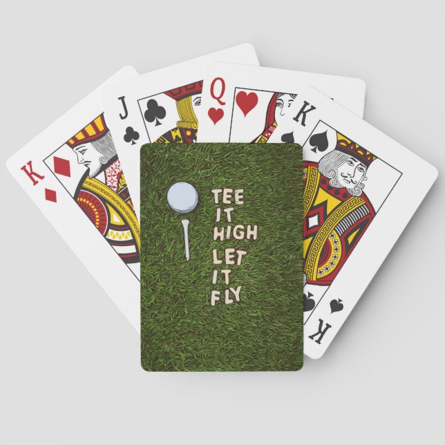 Golf Tee it high let it fly with golf ball and tee Playing Cards (Back)