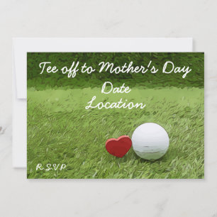 Golf tee off to Mother's Day with golf ball Invitation