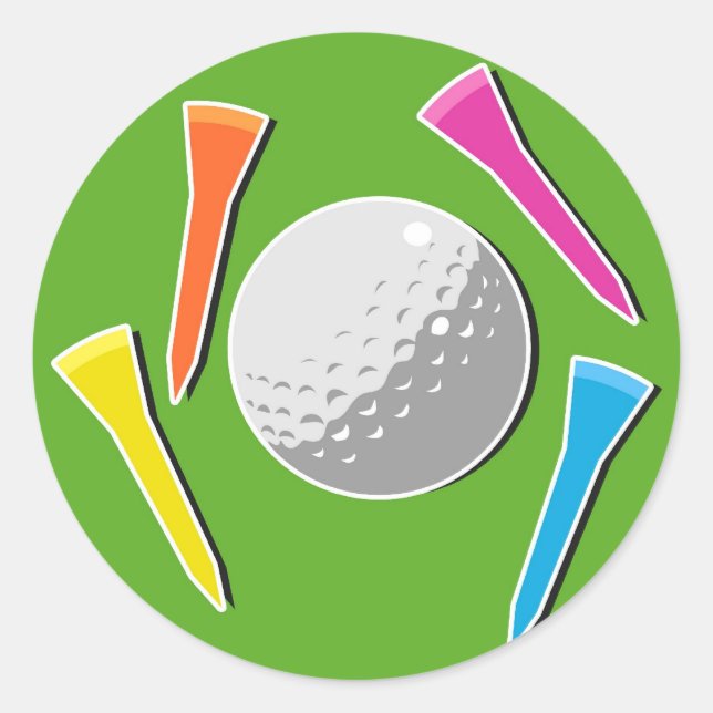 Golf Tees Classic Round Sticker (Front)