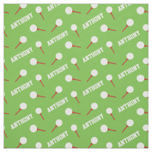 Golf tees red name green pattern fabric