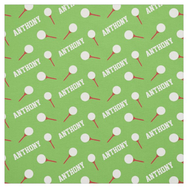 Golf tees red name green pattern fabric (Swatch)