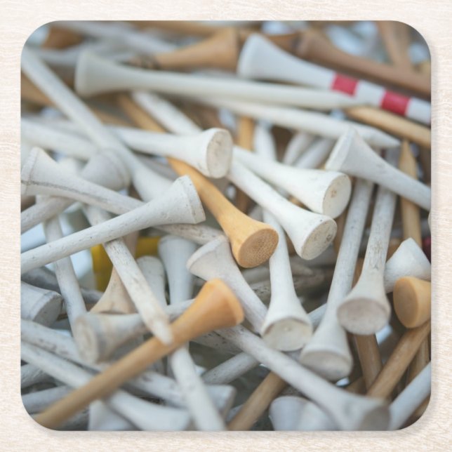 Golf Tees Square Paper Coaster (Front)