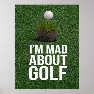 Golf text I am and about golf on green grass Poster