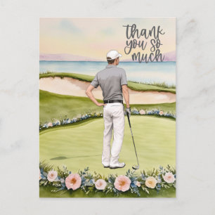 Golf thank you card golf course watercolor
