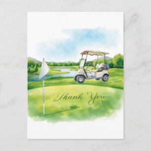 Golf thank you card golf course watercolor