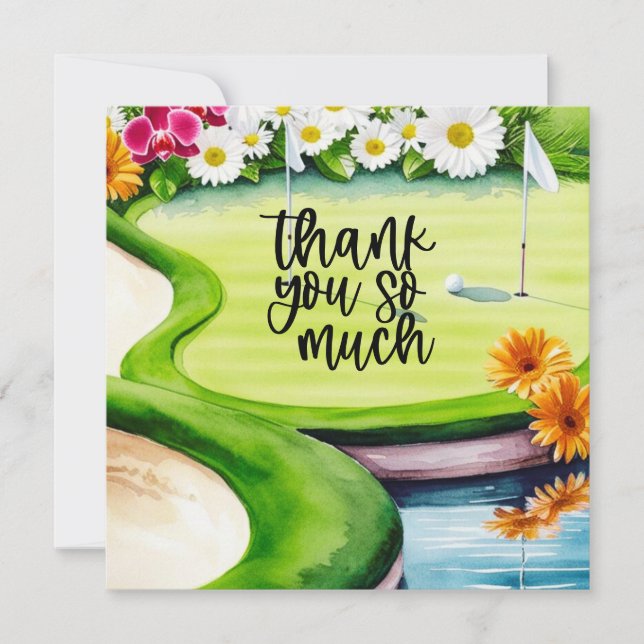 Golf  thank you card golf course watercolor (Front)
