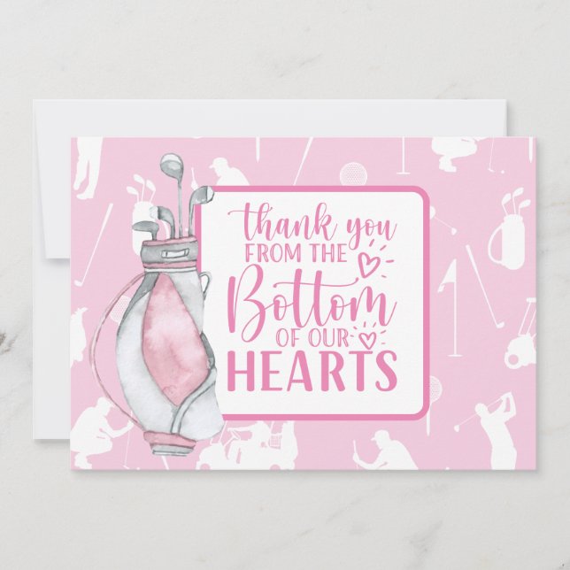 Golf Thank you card Pink theme for woman golfer (Front)