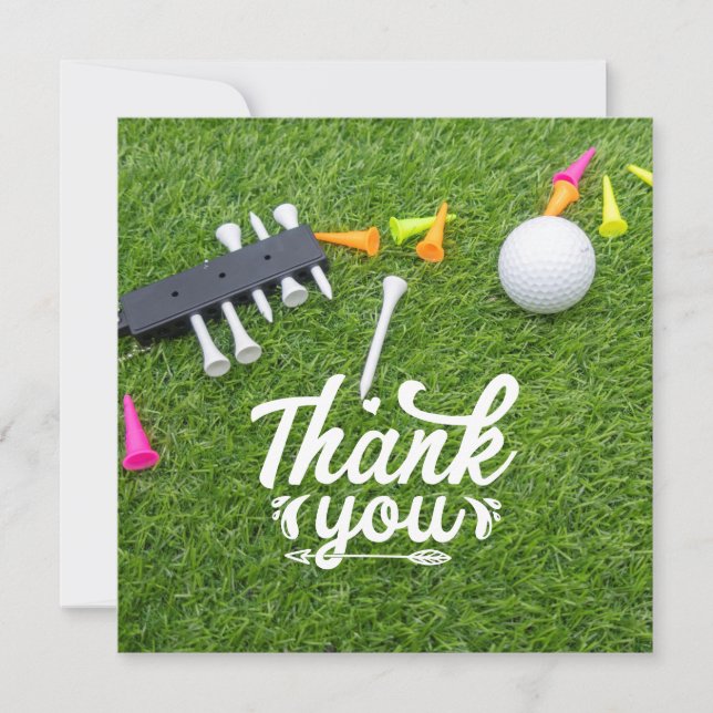 Golf  thank you card red heart love for golfer (Front)