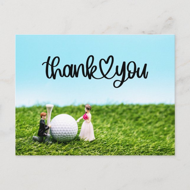 Golf thank you card wedding with bride and groom (Front)