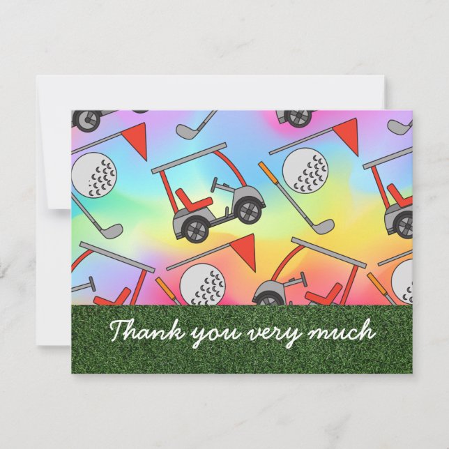 Golf Thank you card with cart and flag (Front)
