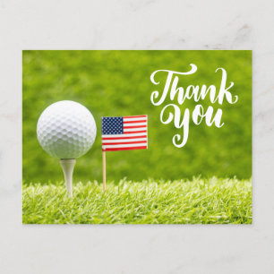 Golf Thank you card with flag of America