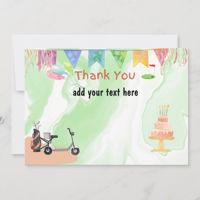 Golf Thank you card with golf at flag (Front)
