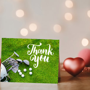 Golf Thank you card with golf ball and hearts love