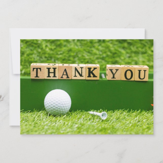 Golf Thank you card with golf ball and tee (Front)