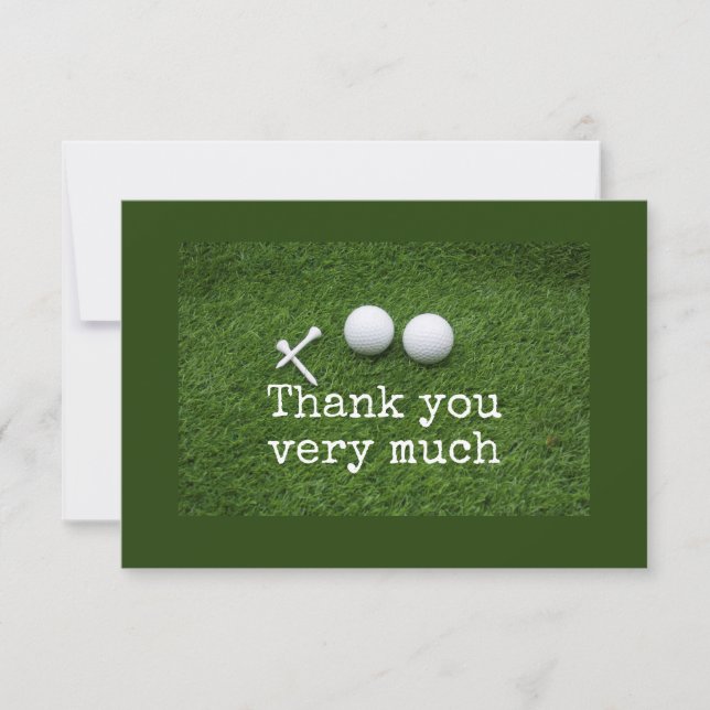 Golf  Thank you card with golf ball and tee (Front)