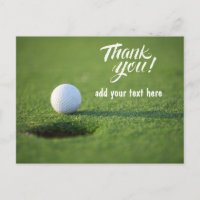 Golf thank you card with golf ball next to hole