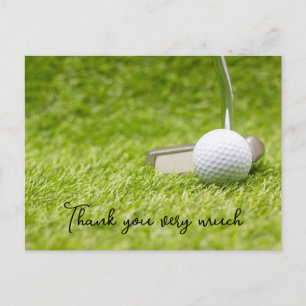 Golf Thank you card with golf ball on green