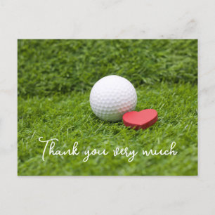 Golf  Thank you card with golf ball on green