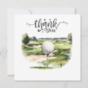 Golf Thank you card with golf ball on tee 