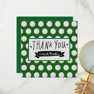 Golf thank you card with golf balls on green