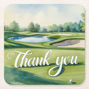 Golf Thank You Coaster Elegant Golf Course