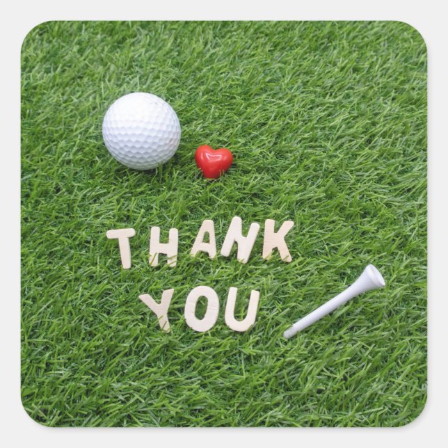 Golf Thank you gofer  with golf ball and tee Square Sticker (Front)