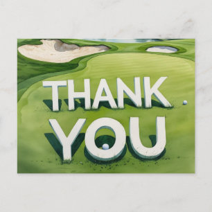 Golf Thank you text on putting green Postcard