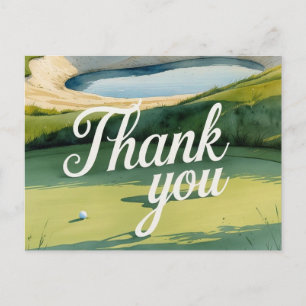 Golf Thank you text on putting green Postcard
