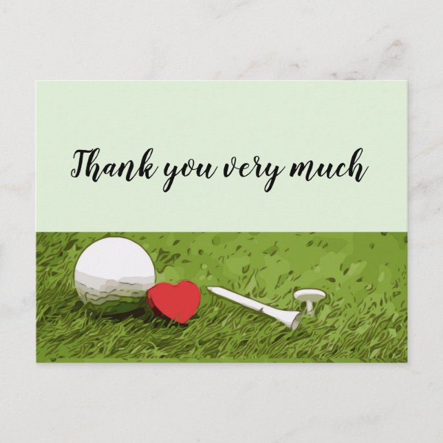 Golf Thank you with love on green grass Postcard (Front)