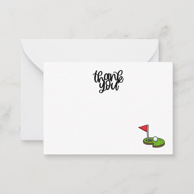 Golf Thank you with text and flag on green Card (Front)